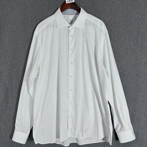 Eton Twill Cotton Contemporary Button Up Dress Shirt - Men's Size 47/18.5 White